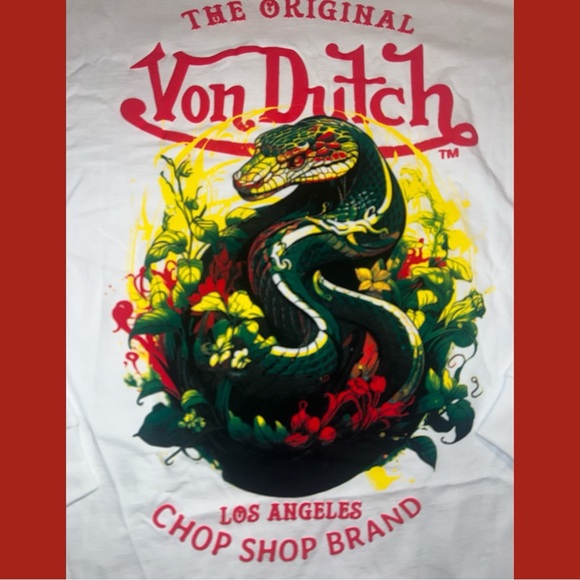 Von Dutch Men’s Snake Graphic Long Sleeve Tee in White |LIMITED EDITION! NEW/NWT - Picture 9 of 10